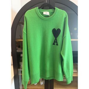 AMI Paris - Authentic Large Green and Black Heart Wool Sweater